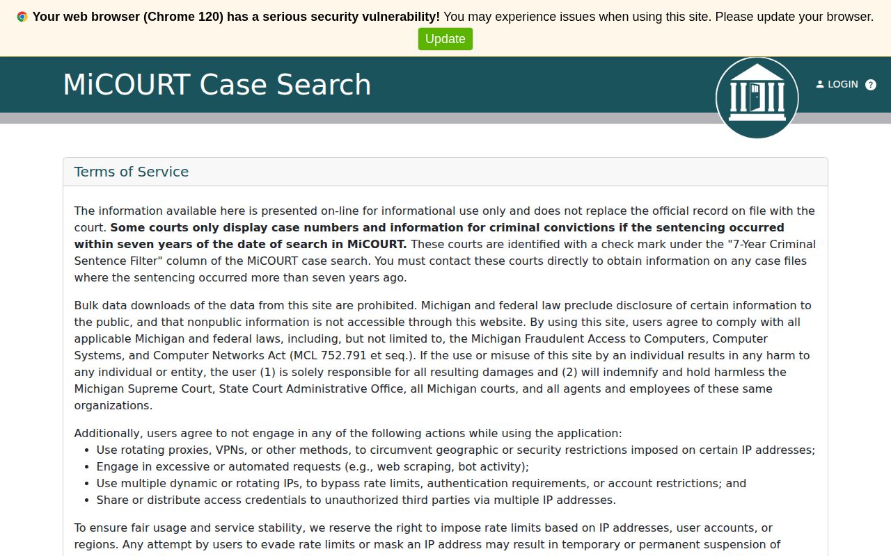 Gogebic County released inmate case search in 98th District Court MiCOURT